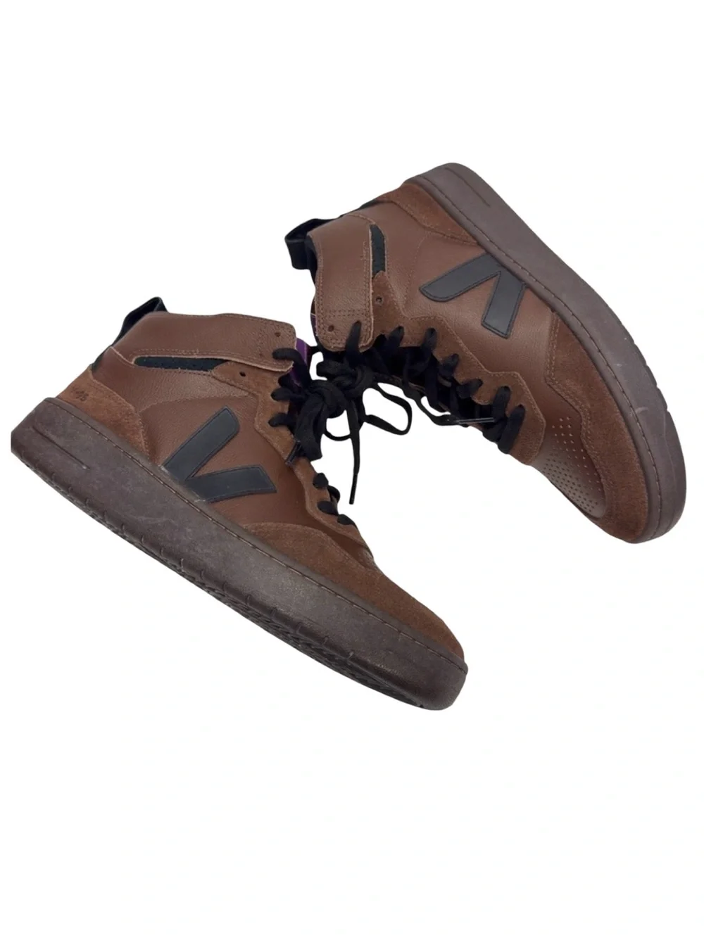 New VEJA V-95 Unisex High-top Brown and Black Sneakers Size 9 Men/ 11 Women